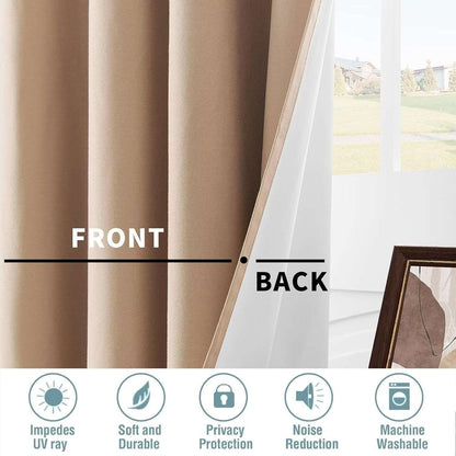 Joydeco Blackout Curtains 2 Panels Set, featuring thermal insulated long curtains Beige Curtains