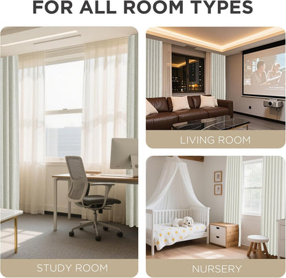 Joydeco Blackout Curtains for Bedroom - 90 Inch Long 100% Light Blocking 2 Panels Light Beige Drapes, Thermal Insulated Room Darkening Curtains, Linen Textured for Living Room, Rod Pocket & Back Tabs