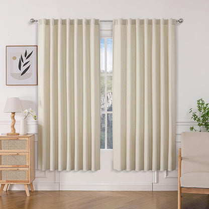 Joydeco Semi-Sheer Linen Curtains - 2 Panel, Light Filtering