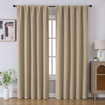 Cortinas opacas Joydeco negras de 244 cm de largo, juego de 2 paneles para dormitorio