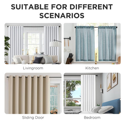 Joydeco Adjustable Curtain Rod 32 to 120 Inches - 1 Inch Diameter Heavy Duty Window Rod with Finials for Living Room & Bedroom