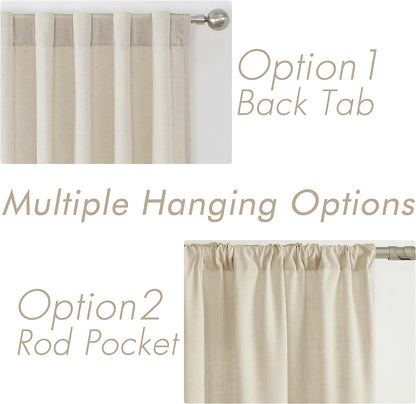 Joydeco Semi-Sheer Linen Curtains - 2 Panel, Light Filtering