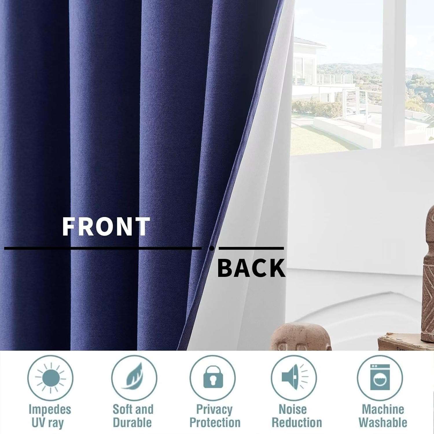 Joydeco Blackout Curtains 2 Panels Set, featuring thermal insulated long curtains