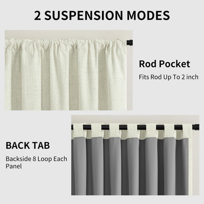 Joydeco 100% Blackout Curtains Faux Linen Curtains for Living Room