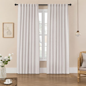 Joydeco Semi-Sheer Curtains Linen 2 Panels Set, Curtains for Living Room, Light Filtering Curtains , Living Room Curtains - Joydeco