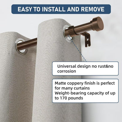 Joydeco Adjustable Heavy Duty Curtain Rod, 32-120 Inch, 1" Diameter, with Decorative Resin Finials