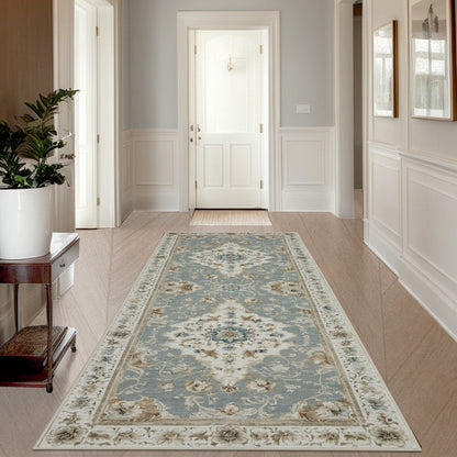 Joydeco Runner Rug Non Slip Machine Washable Vintage Rug, Low Pile Non Slip Chenille Print Rugs for Living Room, Entryway, Bedroom, Kitchen and Corridor, Bathroom