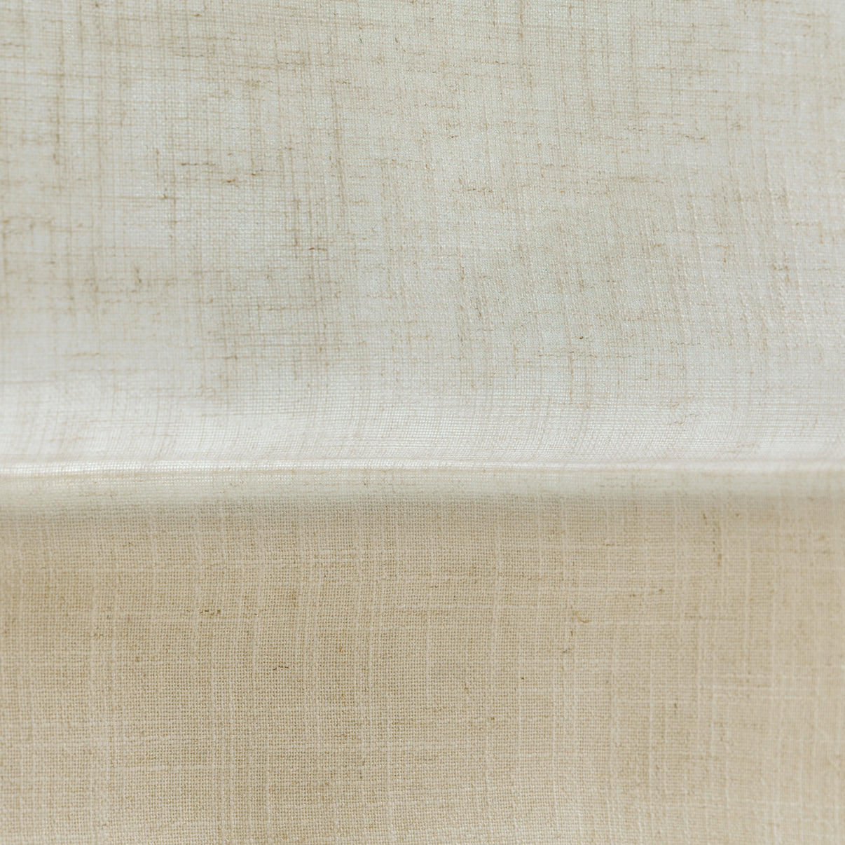 Rowan light filtering Roman shade fabric, natural slub texture, beige linen blend.