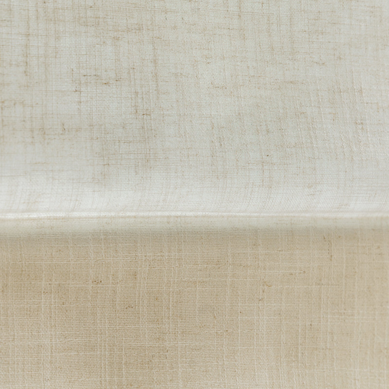 Rowan light filtering Roman shade fabric, natural slub texture, beige linen blend.