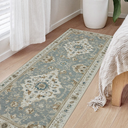 Joydeco Runner Rug Non Slip Machine Washable Vintage Rug, Low Pile Non Slip Chenille Print Rugs for Living Room, Entryway, Bedroom, Kitchen and Corridor, Bathroom