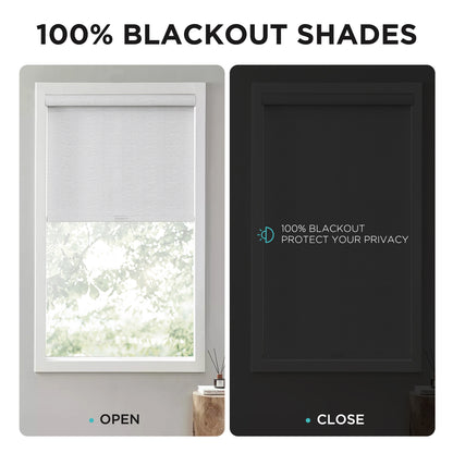 Joydeco Natural Woven Roller Shades for Indoor Windows, Cordless Blackout Blinds with Curved Valance, Thermal Insulated UV Protection Privacy Window Shades for Home and Office