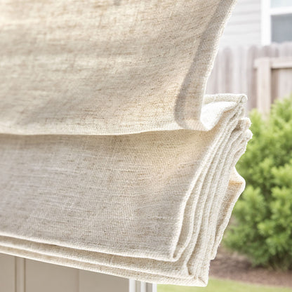 Oak Cotton Linen Semi-Blackout No-Drill Roman Shade