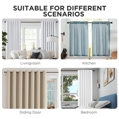 Joydeco Modern Brown Adjustable Curtain Rod 32 to 88 Inches - 1 Inch Diameter Heavy Duty Rod for Living Room & Bedroom