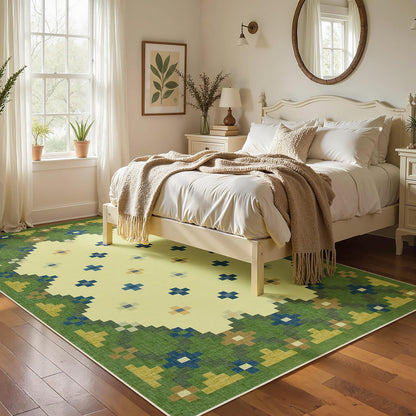 Joydeco Checkered Pink Kitchen Runner Rug Non Slip, Washable Bathroom, Modern Soft Low-Pile Ultra Thin Indoor Floor Throw Carpet for Bedroom Laundry Room Entrance Entryway