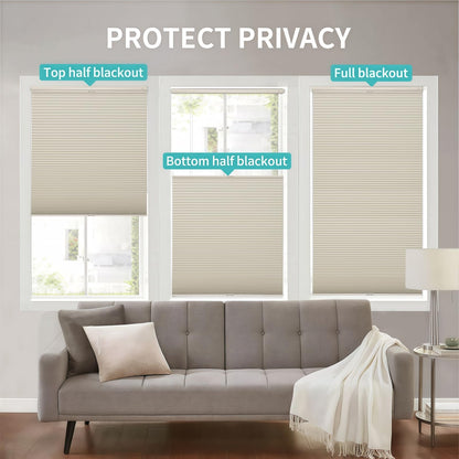 Custom No-Drill Honeycomb Shades - Cordless Blackout Blinds with Top Down Bottom Up Feature for Thermal and Noise Insulation