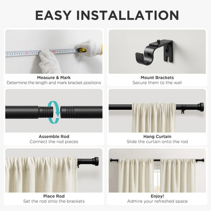 Joydeco Adjustable Heavy Duty Curtain Rod, 32-120 Inch, 1" Diameter, with Decorative Resin Finials