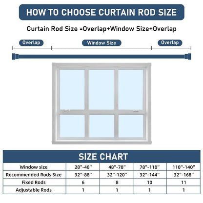 Joydeco Adjustable Heavy Duty Curtain Rod, 32-120 Inch, 1" Diameter, with Decorative Resin Finials