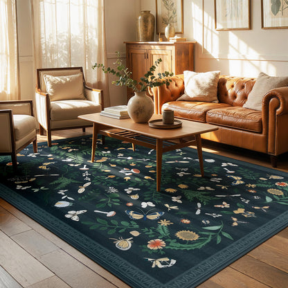 Joydeco Insect Washable Bathroom Rug, Botanical Kitchen Runner Rug Non Slip, Boho Ultra-Thin Soft Indoor Floor Carpet Runners for Hallways Entryway Entrance Laundry