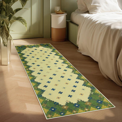 Joydeco Checkered Pink Kitchen Runner Rug Non Slip, Washable Bathroom, Modern Soft Low-Pile Ultra Thin Indoor Floor Throw Carpet for Bedroom Laundry Room Entrance Entryway