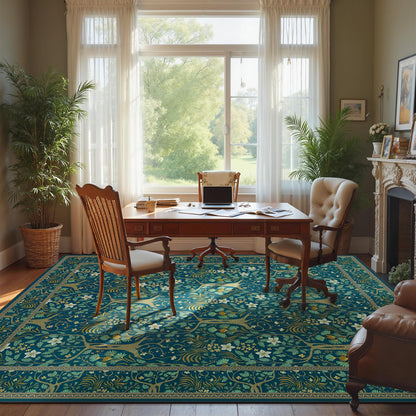 Joydeco Floral Washable Runner Rug for Kitchen, Forest Hallway Non Slip, Boho Botanical Ultra-Thin Soft Indoor Floor Throw Carpet for Bathroom Entryway Foyer