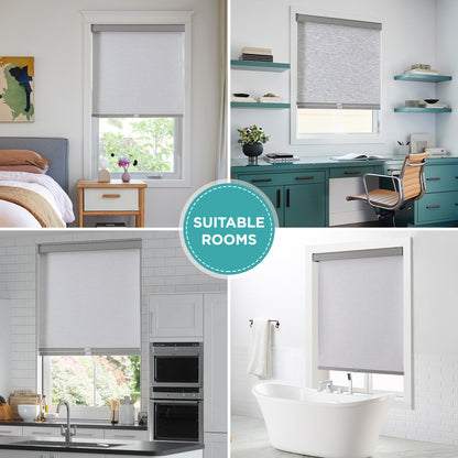 Joydeco 100% Blackout Roller Shades Cordless Blinds for Windows, Free-Stop Shades, UV Protection, Natural Woven Blinds for Home and Office, Light-Proof Aluminum Cover