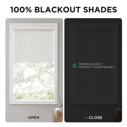 Joydeco Natural Woven Roller Shades for Indoor Windows, Cordless Blackout Blinds with Curved Valance, Thermal Insulated UV Protection Privacy Window Shades for Home and Office