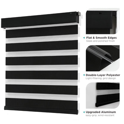 No Drill Zebra Blinds - Cordless, Easy Install Light Filtering Shades