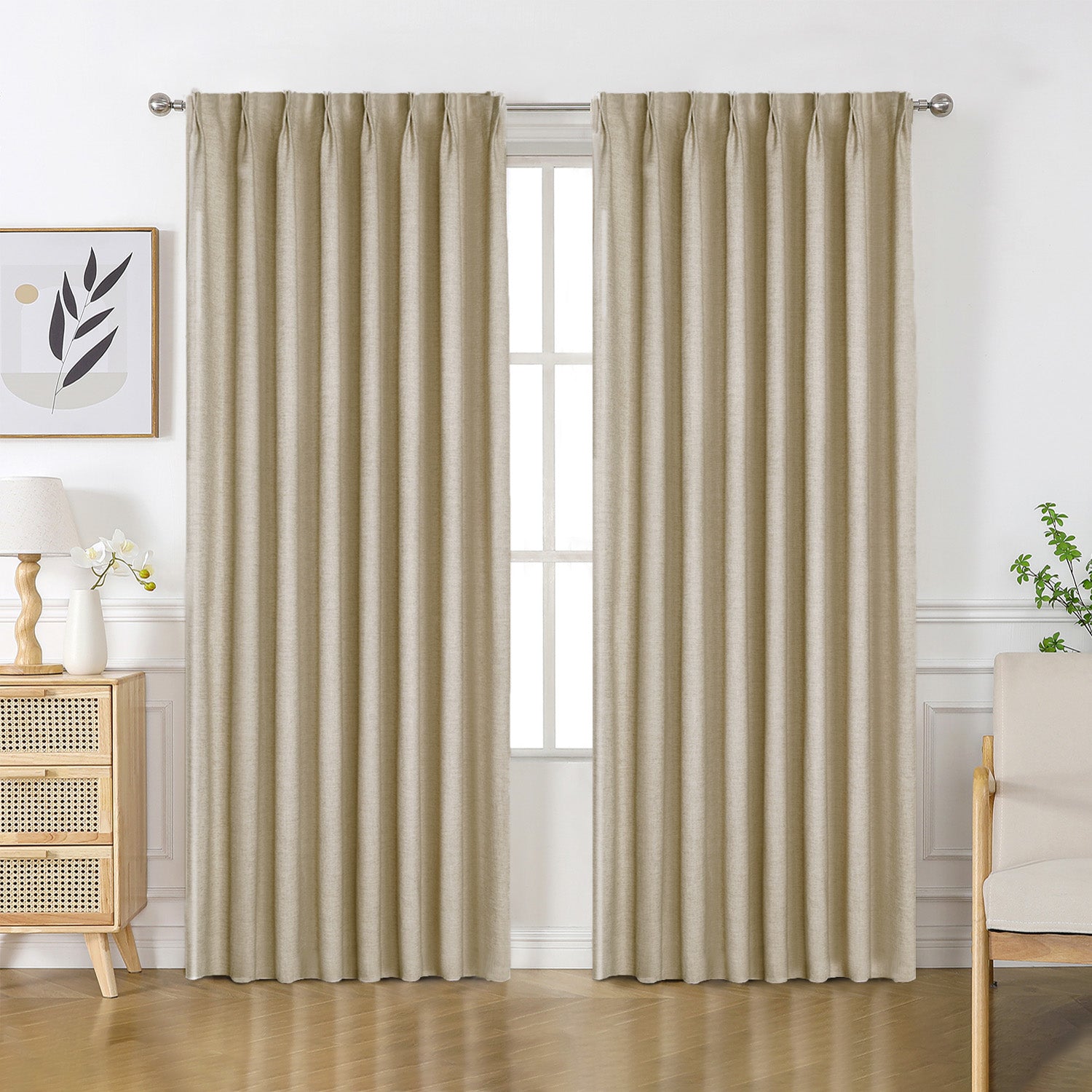 Joydeco Flaxaline Linen Blackout Curtains
