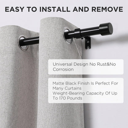 Joydeco Adjustable Curtain Rod 32 to 144 Inches - 1 Inch Diameter Heavy Duty Window Rod with Brackets & Finials