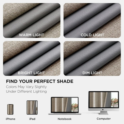 Joydeco Blackout Curtains 72 Inches Long 2 Panels Burg, Room Darkening Curtains for Bedroom, 100% Black Out Textured Thermal Drapes Privacy Protection 2 Panels Set(W52 x L72 Inch, Linen)