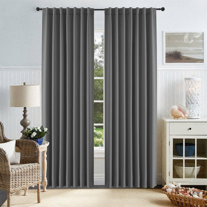 Cortinas opacas Joydeco negras de 244 cm de largo, juego de 2 paneles para dormitorio