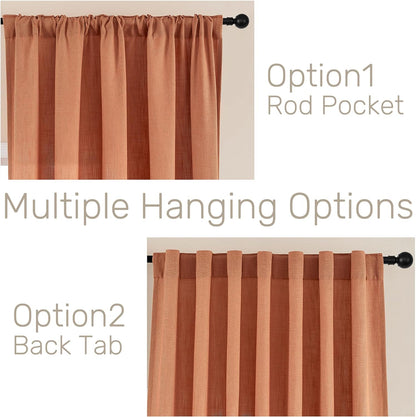 Joydeco Semi-Sheer Linen Curtains - 2 Panel, Light Filtering