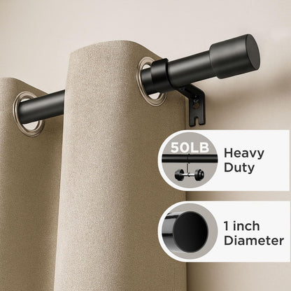 Joydeco Adjustable Curtain Rod 32 to 144 Inches - 1 Inch Diameter Heavy Duty Window Rod with Brackets & Finials