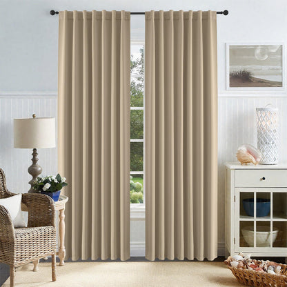 Cortinas opacas Joydeco negras de 244 cm de largo, juego de 2 paneles para dormitorio