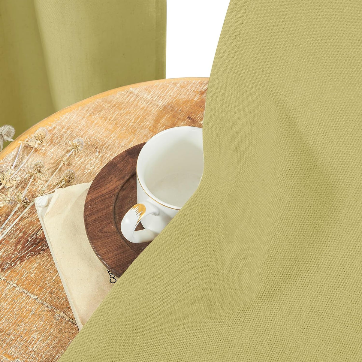 Joydeco Semi-Sheer Linen Curtains - 2 Panel, Light Filtering