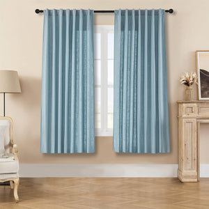 Joydeco Semi-Sheer Curtains Linen 2 Panels Set, Curtains for Living Room, Light Filtering Curtains , Living Room Curtains - Joydeco