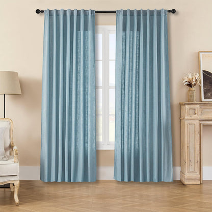 Joydeco Semi-Sheer Linen Curtains - 2 Panel, Light Filtering