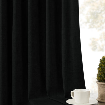 Joydeco 100% Blackout Curtains Faux Linen Curtains for Living Room