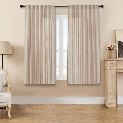 Joydeco Semi-Sheer Linen Curtains - 2 Panel, Light Filtering