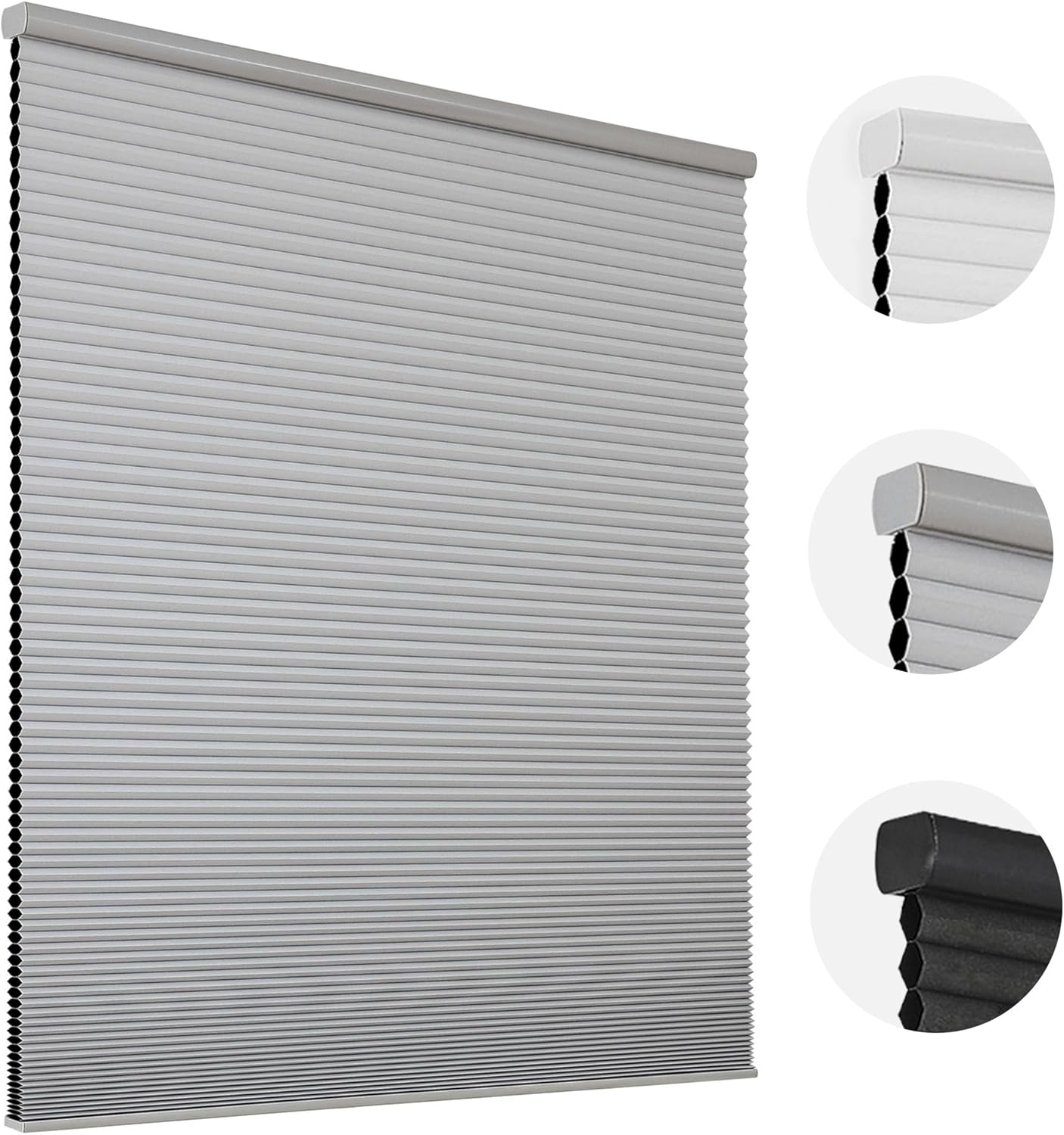 Joydeco Cellular Shades Cordless, Blackout Shades Cellular Blinds for Indoor Windows, Blackout Blinds Honeycomb Blinds Window Shades for Thermal Insulated Noise Reduction (Grey, 26" W x 48" H)