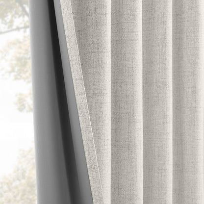 Joydeco 100% Blackout Curtains Faux Linen Curtains for Living Room