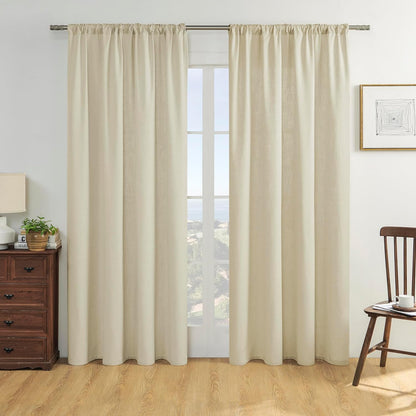 Joydeco Semi-Sheer Linen Curtains - 2 Panel, Light Filtering