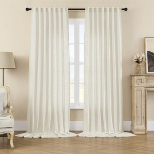 Joydeco Semi-Sheer Curtains Linen 2 Panels Set, Curtains for Living Room, Light Filtering Curtains , Living Room Curtains - Joydeco