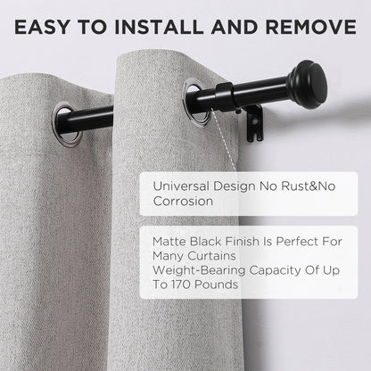 Joydeco Adjustable Curtain Rod 32 to 120 Inches - 1 Inch Diameter Heavy Duty Window Rod with Finials for Living Room & Bedroom