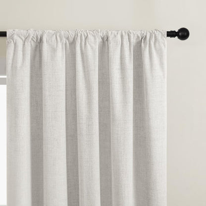 Joydeco 100% Blackout Curtains Faux Linen Curtains for Living Room