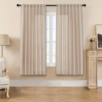 Joydeco Semi-Sheer Linen Curtains - 2 Panel, Light Filtering