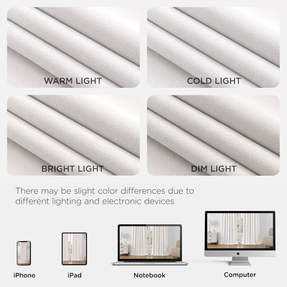 Joydeco Linen Blackout Curtains for Bedroom 84 Inches Long Grommet Heavy Duty Living Room Drapes Thermal Insulated Noise Reduce Cancelling Curtains 2 Panels W52 x L84 Inch Pure White