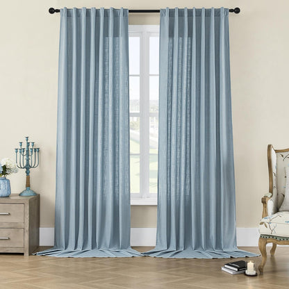 Joydeco Semi-Sheer Linen Curtains - 2 Panel, Light Filtering