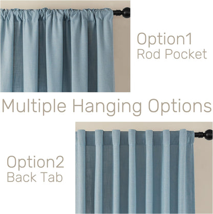 Joydeco Semi-Sheer Linen Curtains - 2 Panel, Light Filtering