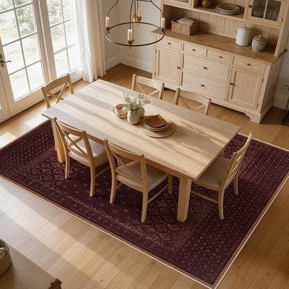 Joydeco 8x10 Washable Rug for Living Room, Burgundy Rugs for Bedroom